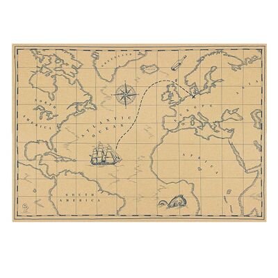 Mapa del tesoro de papel de embalaje