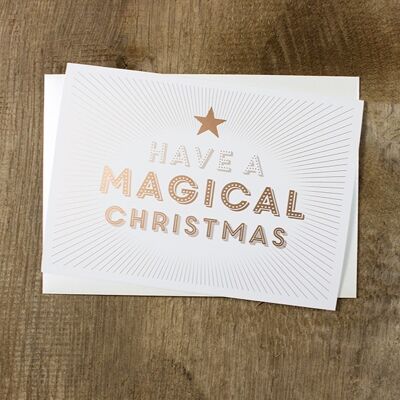 Tarjeta de felicitación de Navidad mágica (sobre blanco)