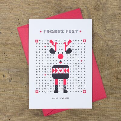 Carte de voeux Rudolph (enveloppe en rouge)