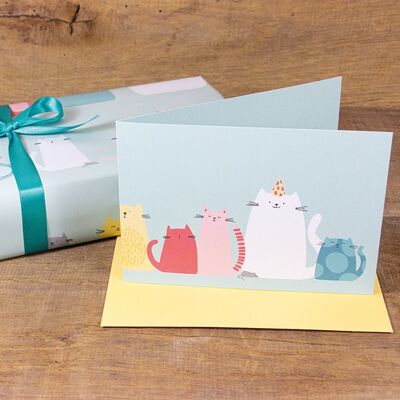 Greeting card purrfect party