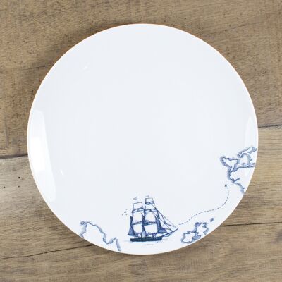 Porcelain plate sailing ship