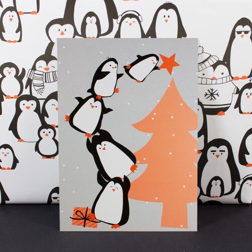Postkarte Pinguinbaum