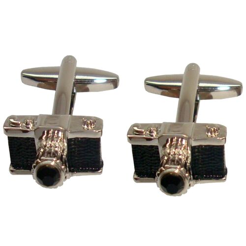 Camera Cufflinks - Silver and Black