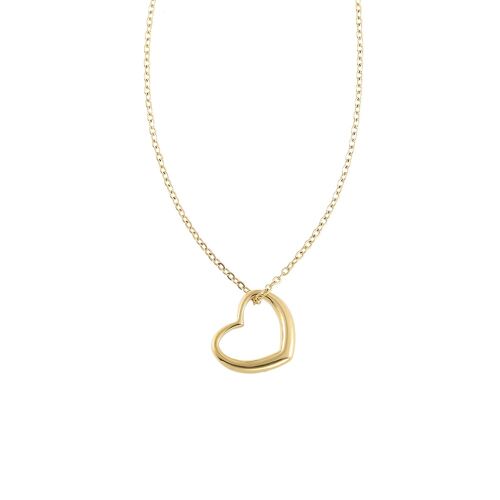 Necklace stainless steel gold with heart 50cm