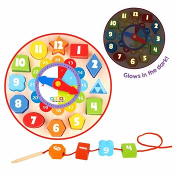 Horloge d'enseignement en bois de jouet de tri pour les enfants 1
