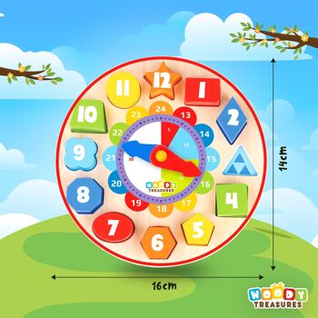 Horloge d'enseignement en bois de jouet de tri pour les enfants 5