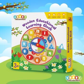 Horloge d'enseignement en bois de jouet de tri pour les enfants 7