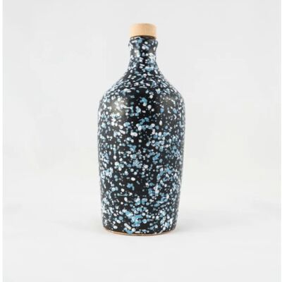 Handmade ceramic pot with organic olive oil  Blue 500ml