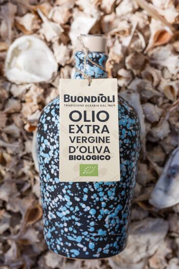 Vase en céramique gras à la main avec de l'huile d'olive biologique Blu 500ml 4
