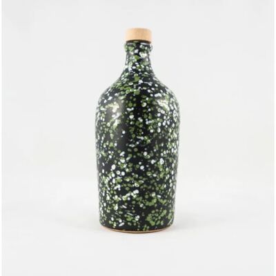 Handmade ceramic pot with organic olive oil Green 500ml