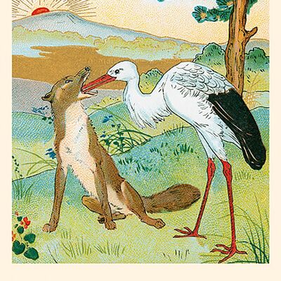Fabelkarte: Der Wolf und der Storch