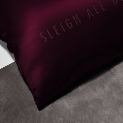 Limited Edition "I Am Beautiful" Rose Quartz Pink Silk Pillowcase - Single - "SLEIGH ALL DAY" Merlot