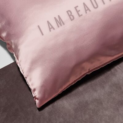 Limited Edition "I Am Beautiful" Rose Quartz Pink Silk Pillowcase - Set of 4 - "DAY DREAMER" Rose Quartz Pink