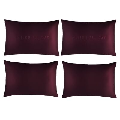 Limited Edition "Sleigh All Day" Merlot Silk Pillowcase - Set of 4