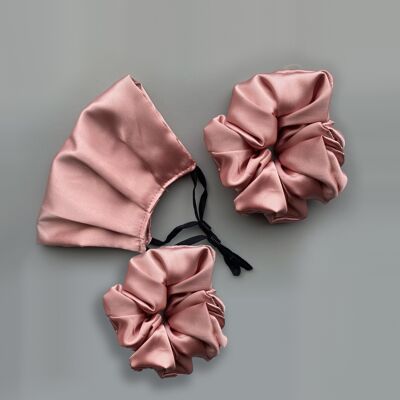 Dusty Pink Silk Mask & Scrunchie Combo