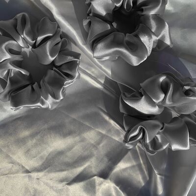 Silver Silk Scrunchie | Set of 2