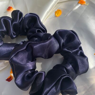 Navy Silk Scrunchie | Set of 2