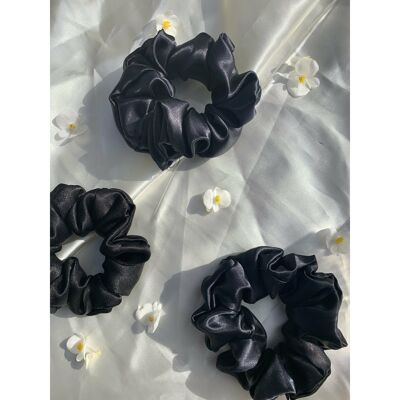 Black Silk Scrunchie | Set of 2