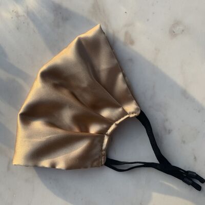 Coffee Gold Silk Satin Face Mask - Set of 5