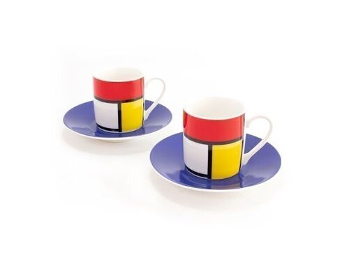 Espresso set,  (2 tasses), Mondriaan