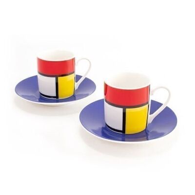 Espresso-Set (2 Tassen), Mondriaan