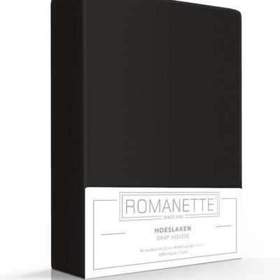 Romanette Hoeslaken Zwart 160x220
