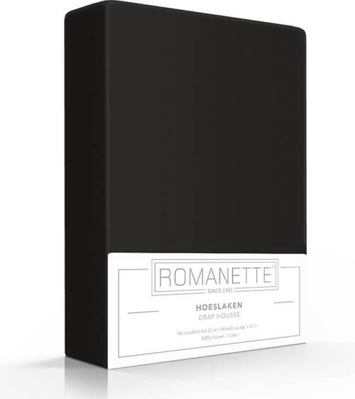 Romanette Hoeslaken Zwart 90x220