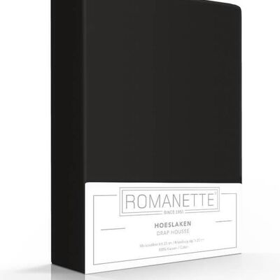 Romanette Hoeslaken Zwart 90x220