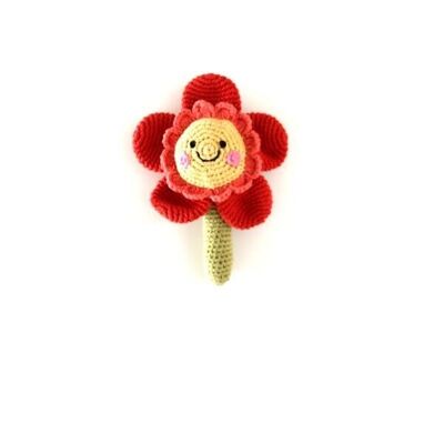 Baby Toy Friendly Blumenrassel mit Stiel rot