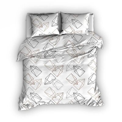 Satin D'Or Duvet Cover Rocket White/Beige 140x220