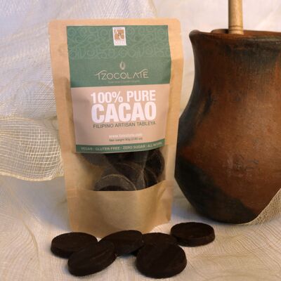 Tableya artesanal filipino de cacao crudo 100 % puro
