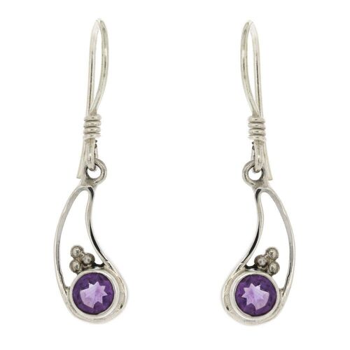 Amethyst Faceted Tear Shaped Drop Earrings and Presentation Box