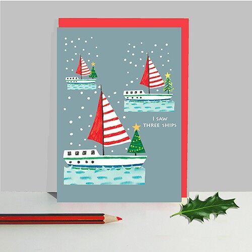 LTP16 Christmas Nautical Boats Cards 6 Pack