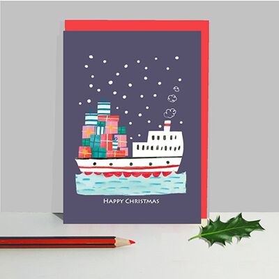 Confezione da 6 carte natalizie con barche nautiche LTP15