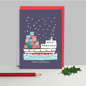 Lot de 6 cartes de bateaux nautiques de Noël LTP15