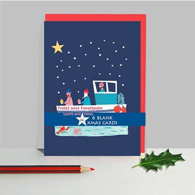 LTP14 Christmas Nautical Boats Cards 6 Pack