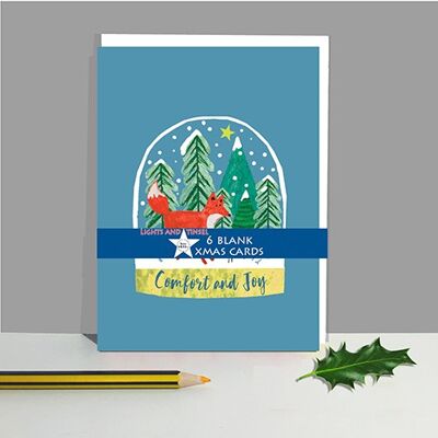 Confezione da 6 cartoline natalizie con globi di neve LTP11