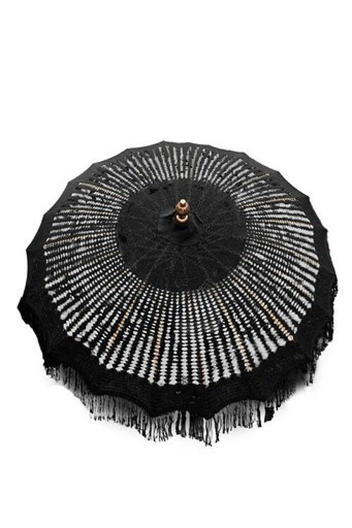 Bali parasol macrame 250 cm fringe black