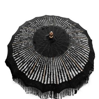 Ombrellone Bali macramè 250 cm frangia nero