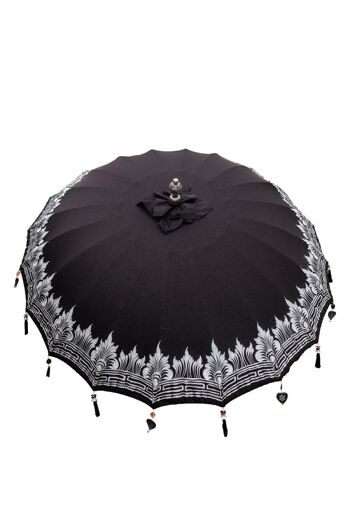 Parasol Bali 180 cm noir, avec peinture argentée (moitié) 1