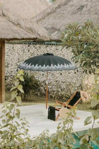 Parasol Bali 180 cm noir, avec peinture argentée (moitié) 3