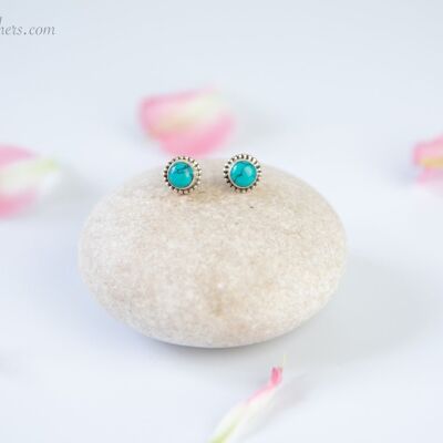 Gemstone Stud Earrings - Turquoise