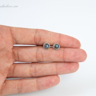 Gemstone Stud Earrings - Labradorite