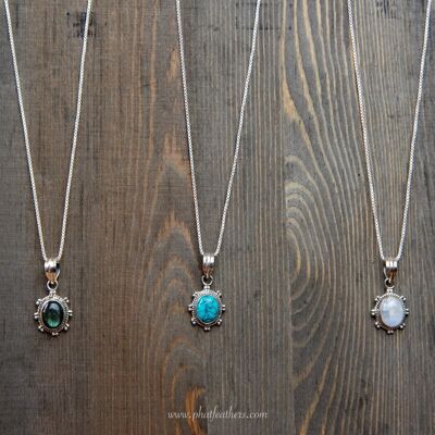 Sterling Silver Pendant Necklace - Turquoise