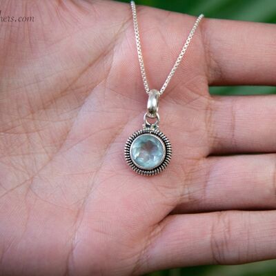 Gemstone Pendant Necklace - Light Blue