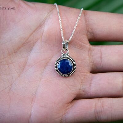 Gemstone Pendant Necklace - Dark Blue