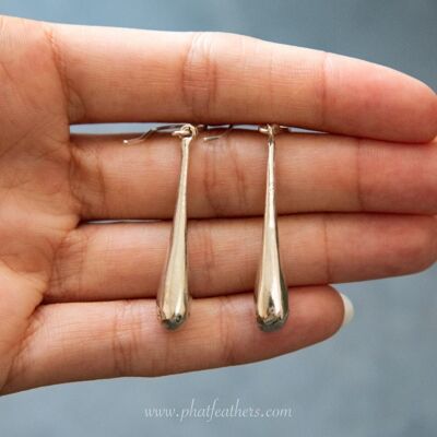 Teardrop Dangle Earrings - Silver Plated Brass
