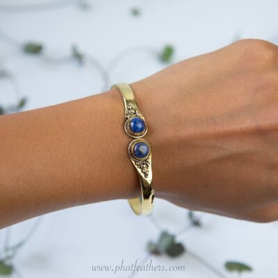 Birthstone Bangle - Deep blue lapis lazuli