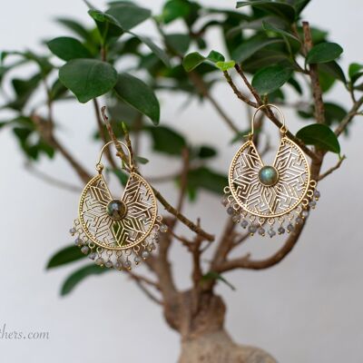 Gemstone Geometric Earrings - Labradorite