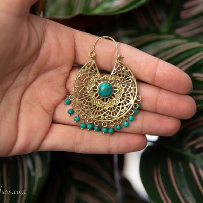 Gemstone Geometric Earrings - Turquoise